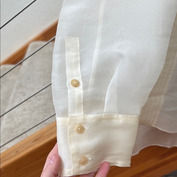 KHAITE Nori Pleated Front Silk Organza Semi Sheer Dress Shirt Sz 4 NWOT - Picture 8 of 16